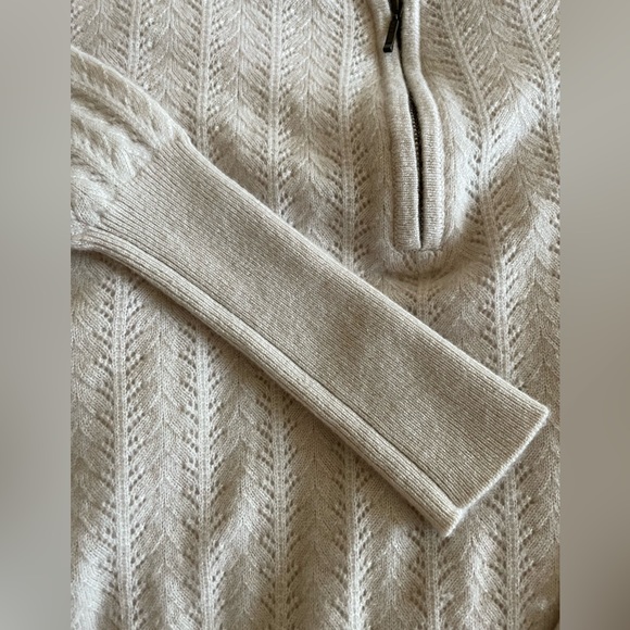 GARNET HILL Gemma Zip-Detail Cashmere Sweater XS Beige Colour - Picture 8 of 16